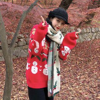 Christmas Print Sweater / Christmas Print Scarf