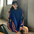 Two Tone Striped Hooded Split Sweatshirt