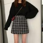 Checked Tweed A-line Skirt