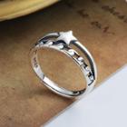 Star Layered Sterling Silver Open Ring 1pc - 113j - Silver - One Size
