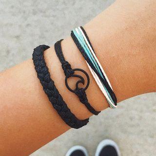 Set Of 3: Alloy Wave / String Bracelet (assorted Designs) As Shown In Figure - One Size