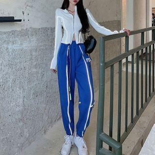 Long-sleeve Zip-up T-shirt / Harem Sweatpants
