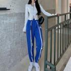 Long-sleeve Zip-up T-shirt / Harem Sweatpants