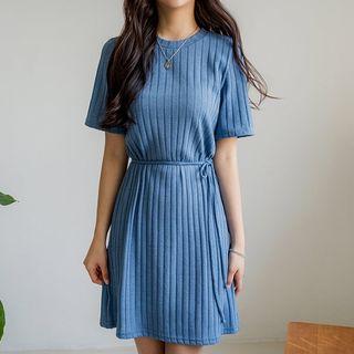 Short-sleeve Rib-knit Dress