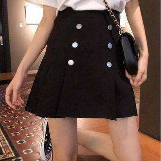 Button Accent Mini Skirt