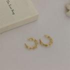 Chain Alloy Open Hoop Earring 1 Pair - 925 Silver Stud - Gold - One Size