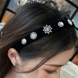 Rhinestone Leaf Headband As Shown In Figure - One Size