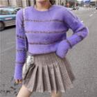 Glitter Furry Knit Top + Pleated A-line Skirt