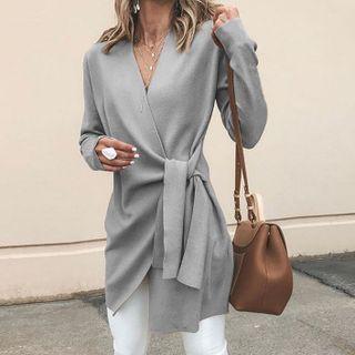 Tie-waist Wrap Open Front Jacket