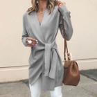 Tie-waist Wrap Open Front Jacket
