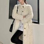 Fleece Single Breasted Coat White - One Size
