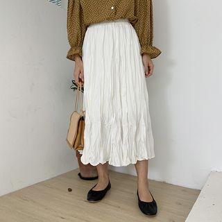 Draped Chiffon Midi Skirt