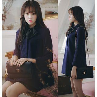 3/4-sleeve Bow Accent Coat