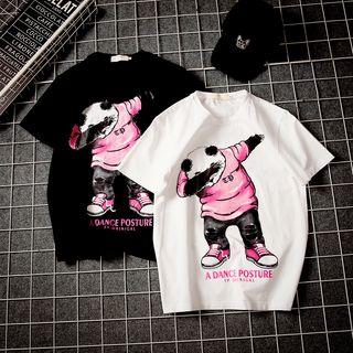 Couple Matching Short-sleeve Panda Print T-shirt