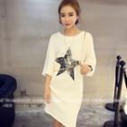 3/4-sleeve Star T-shirt Dress