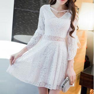 Long-sleeve Cutout Back Lace Dress