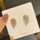 Rhinestone Fringed Earring 1 Pair - Silver Stud - Gold - One Size