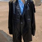Oversized One-button Croc Grain Blazer