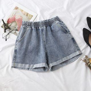 Wide-leg A-line Denim Shorts