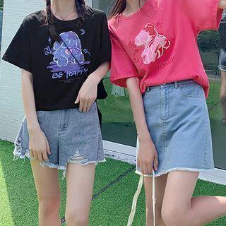 Bear / Rabbit Print Short Sleeve Tee