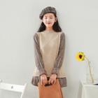 Patchwork Light Knit Top As Figure - One Size