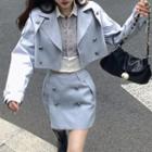Double-breasted Trench Jacket / Mini A-line Skirt