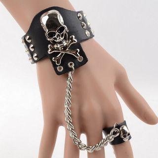 Skull Chained Ring Bracelet