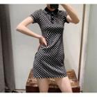 Dotted Short-sleeve A-line Polo Dress