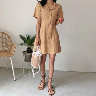Half-placket Tie-waist Dress