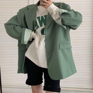 Long-sleeve Printed T-shirt / Plain Blazer