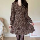 Ruffle-trim Floral A-line Dress