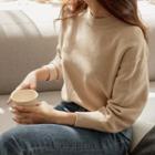Plain Bishop-sleeve Knit Top