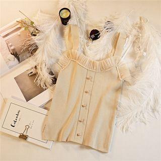 Sleeveless Sheer Trim Top