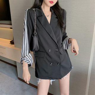 Striped Long-sleeve Blazer Black - One Size