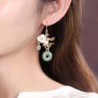 Retro Flower & Bird Gemstone Dangle Earring