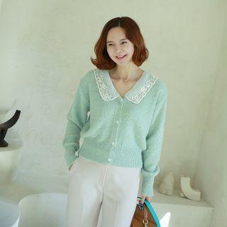 Lace-collar Alpaca Blend Cardigan