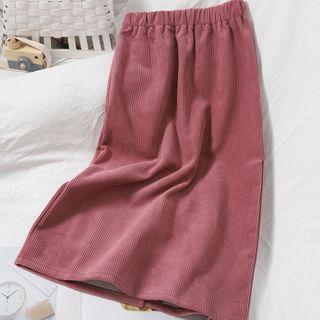 Corduroy Slit Midi Pencil Skirt