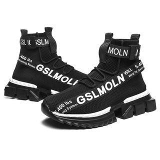 High-top Lettering Platform Sneakers