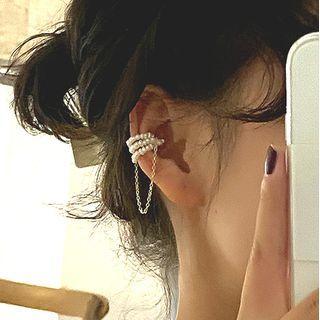 Freshwater Pearl Layered Chained Cuff Earring 1 Pc - Freshwater Pearl - One Size
