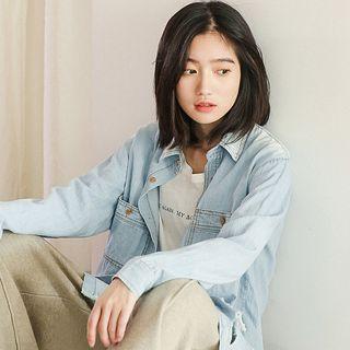 Distressed Denim Shirt Blue - One Size