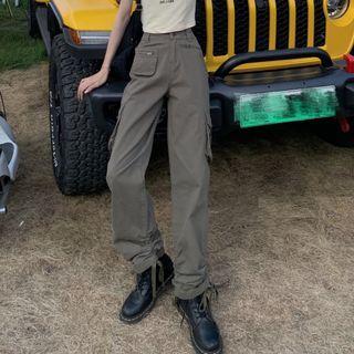 High Waist Cargo Loose-fit Pants