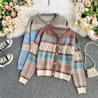 Round-neck Retro Jacquard Knit Cardigan