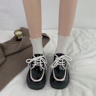 Contrast Trim Platform Chunky-heel Lace-up Shoes