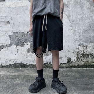 Ripped Drawstring Sport Shorts