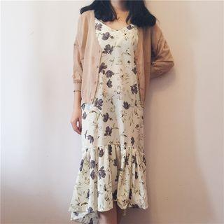 Floral Chiffon Midi Spaghetti Strap Dress