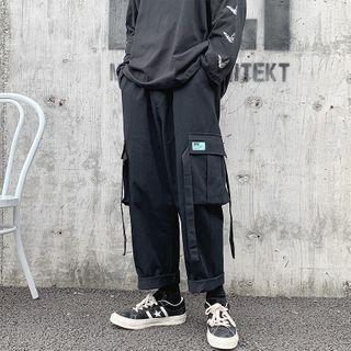 Elastic-waist Straight-leg Cargo Pants