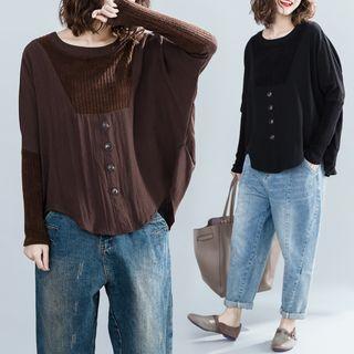 Panel Round-neck Long-sleeve Shirt