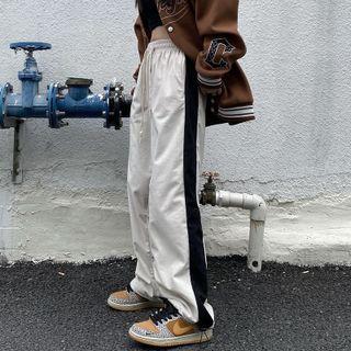 Drawstring Two-tone Wide Leg Pants