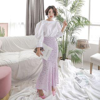 Lace-overlay Maxi Mermaid Skirt