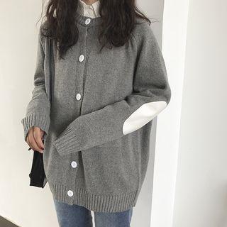 Pocket Patched Cardigan Dark Gray - One Size